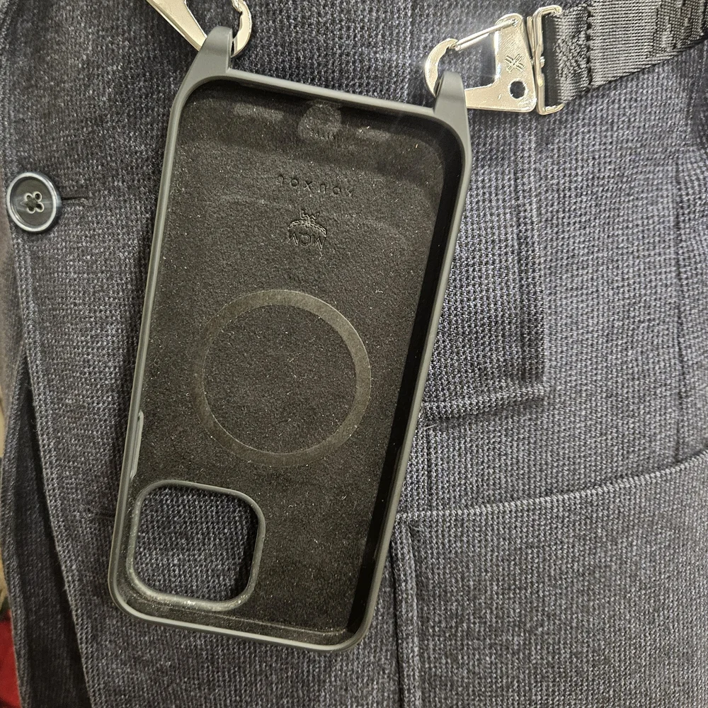 MCM Black Phone Case with Strap